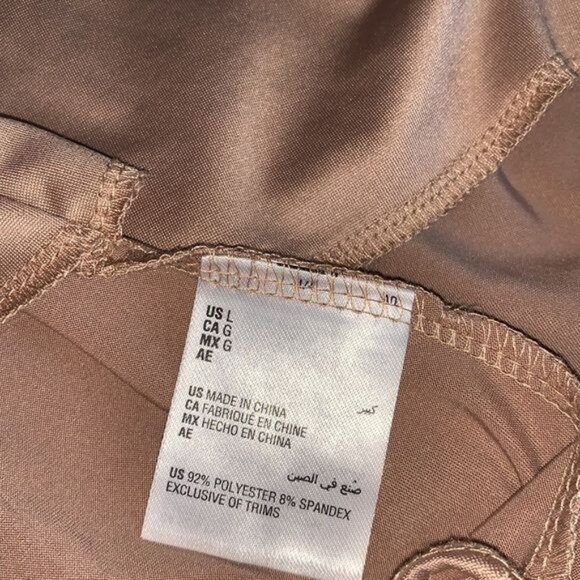 And Now This Womens Tan Sleeveless Bodysuit L Polyester/Spandex Blend Snap Closu - Picture 3 of 11